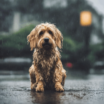 Hund im Regen (Bild von pixabay, Jackson Moccelin)